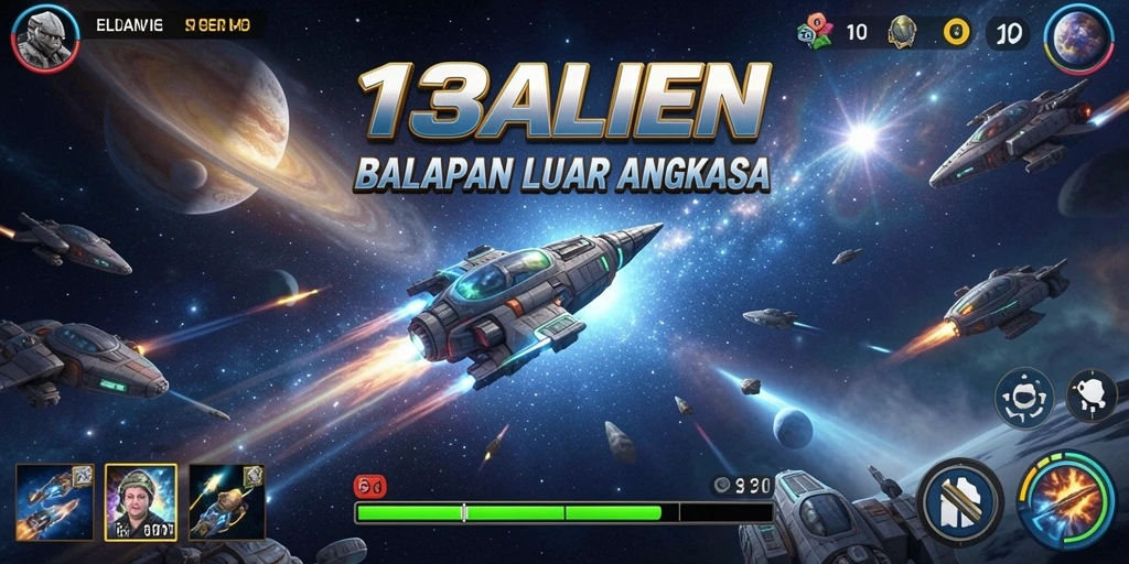 Tampilan gameplay balapan luar angkasa di 138ALIEN yang seru.