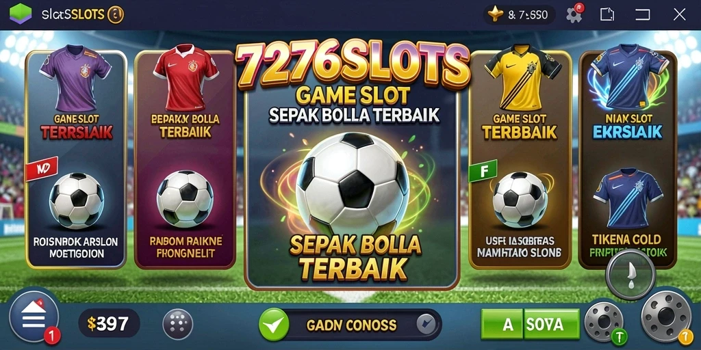 Tampilan gameplay <strong>7276SLOTS</strong> yang menarik dengan tema sepak bola.