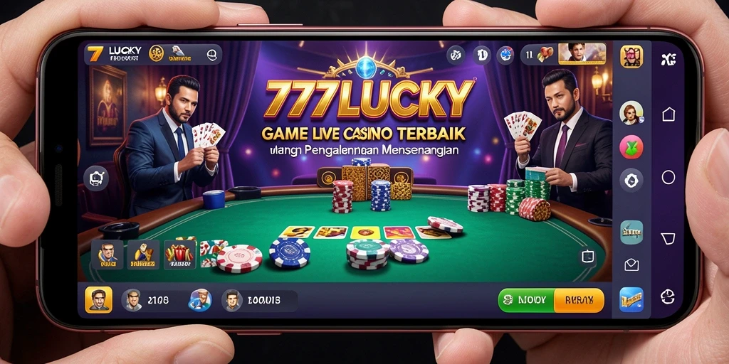 Screenshot gameplay 777LUCKY menampilkan dealer langsung dan meja casino yang seru.