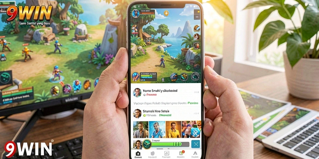 Tangkapan layar menunjukkan keseruan gameplay 9WIN dalam suasana santai.