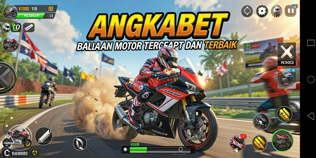 Gameplay mendebarkan dalam balapan motor dari ANGKABET.