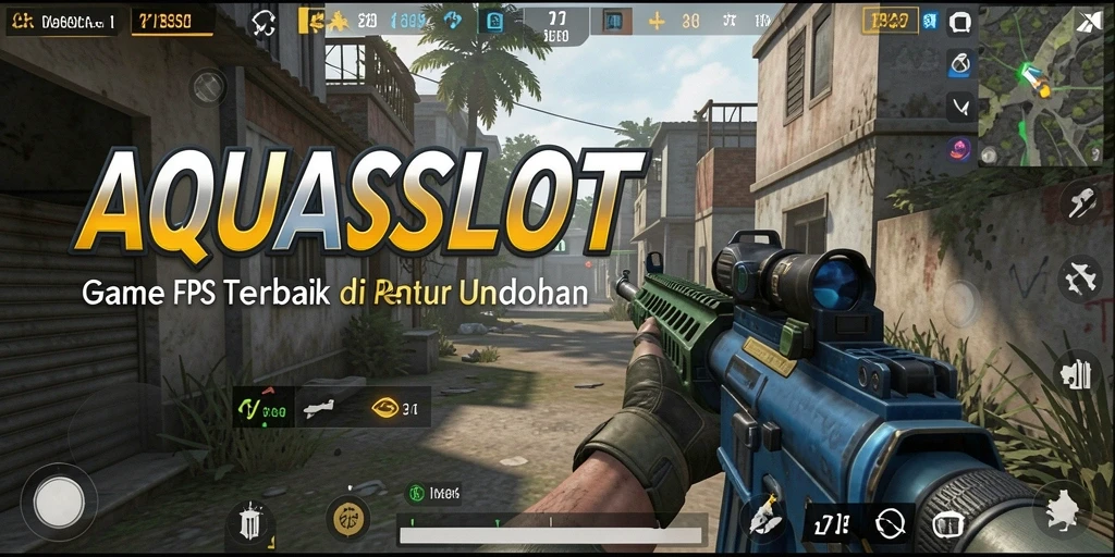 Screenshot gameplay AQUASLOT menampilkan aksi tembak-menembak yang intens.