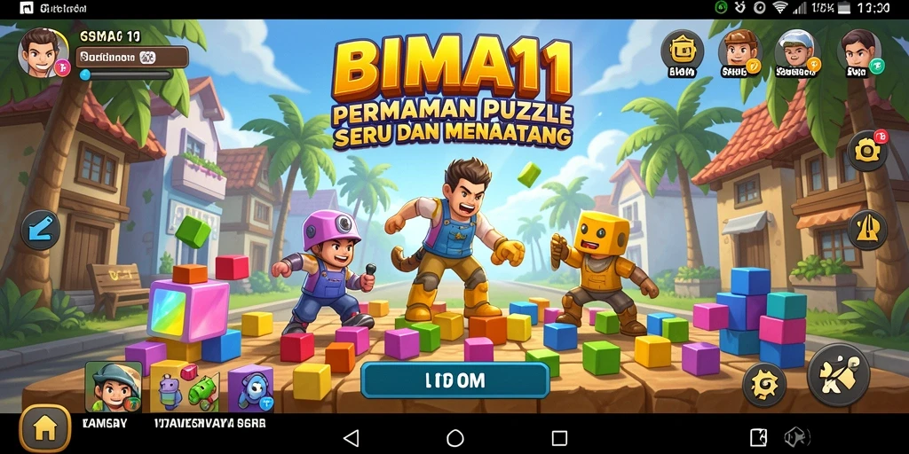 Screenshot gameplay BIMA11 yang menampilkan puzzle menarik dan penuh warna.