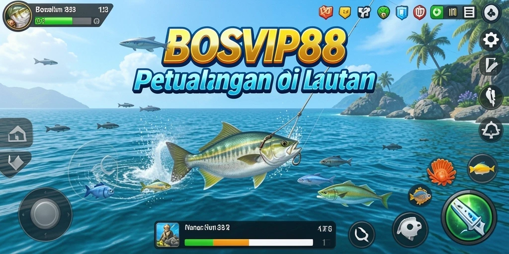 Tampilan gameplay menakjubkan dari BOSVIP88 dengan berbagai ikan yang bisa ditangkap.