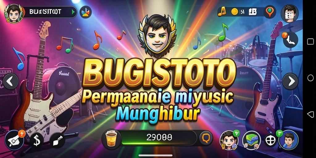 Tampilan gameplay menampilkan pengalaman bermain musik yang seru dan interaktif.