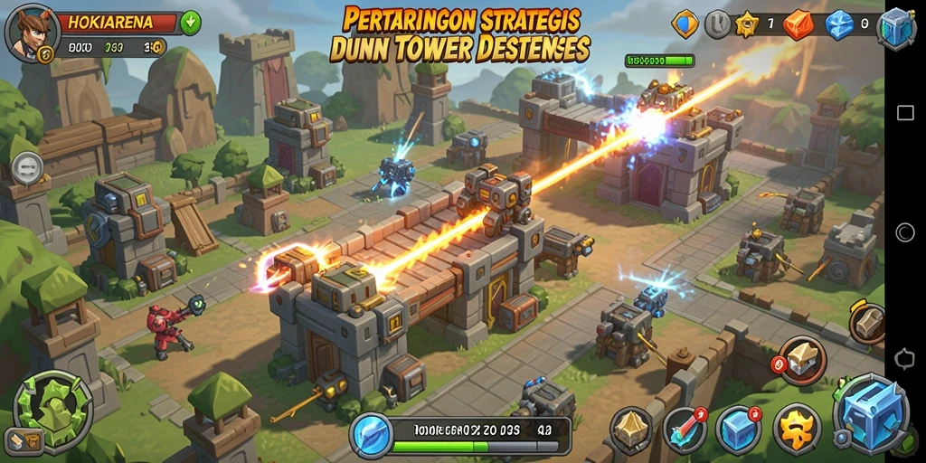 Gameplay seru Tower Defense HOKIARENA dengan strategi pertahanan yang menarik.