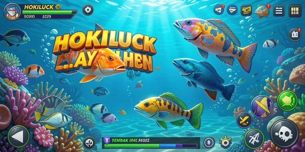 Tampilan gameplay HOKILUCK yang seru saat berburu ikan.