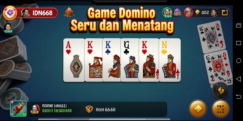 Screenshot IDN668 menampilkan gameplay domino yang seru dan interaktif.