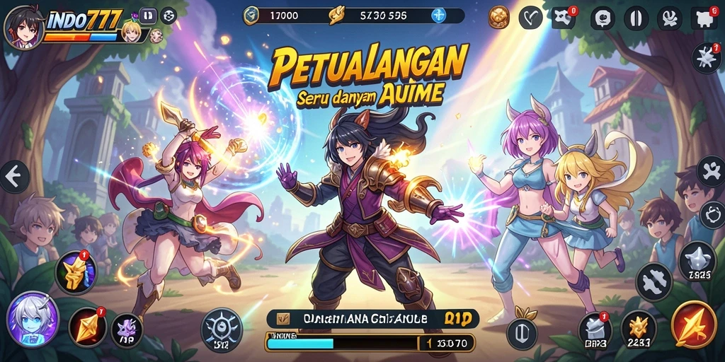 Tampilan gameplay seru dalam dunia anime penuh warna.