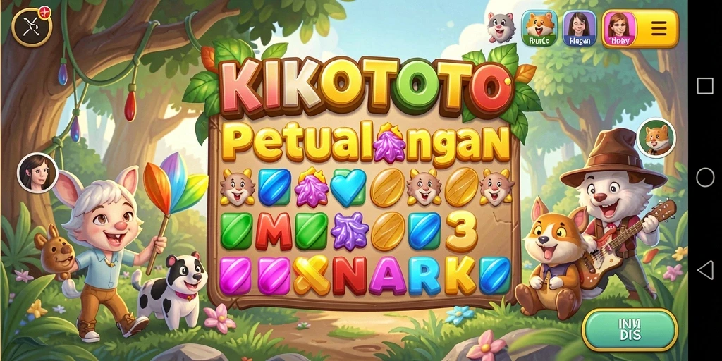 Visual gameplay KIKOTOTO dengan berbagai permata yang berwarna-warni.