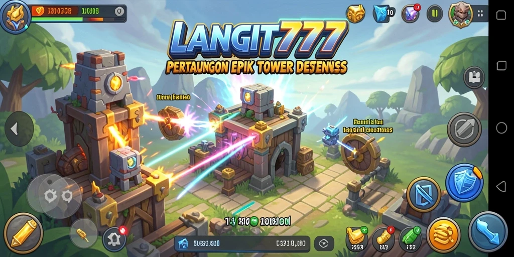 Tangkapan layar LANGIT777 menampilkan aksi menegangkan di game Tower Defense.