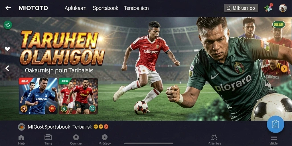 Tampilan utama aplikasi MIOTOTO menampilkan taruhan olahraga.