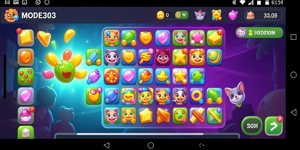Tangkapan layar gameplay seru dari MODE303 game Match-3.