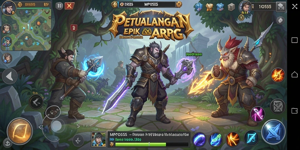 Screenshot MPO555 menampilkan pertempuran seru dengan visual yang memukau.
