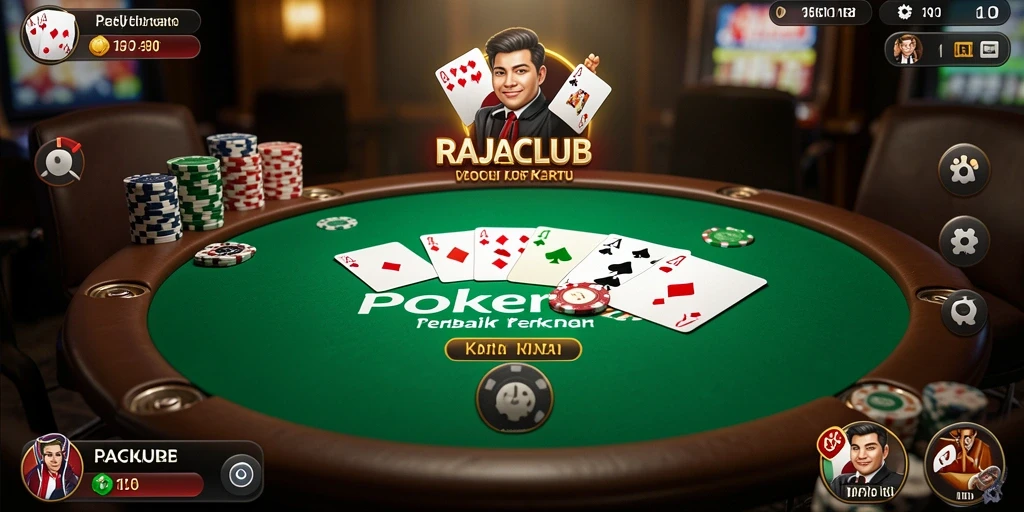 Tampilan utama RAJACLUB dengan gameplay Poker yang menegangkan.
