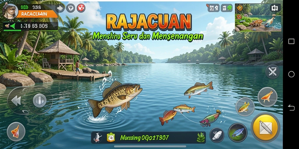 Tangkapan ikan yang seru dalam gameplay RAJACUAN.
