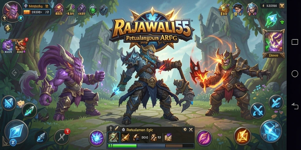 Screenshot menampilkan adegan pertempuran epik di RAJAWALI55 dengan grafis memukau.