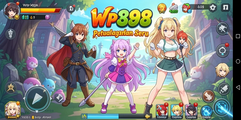 Tampilan gameplay WP888 dengan karakter anime yang menakjubkan.