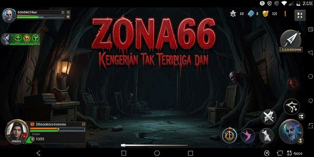 Screenshot ZONA66 menampilkan suasana gelap dan menakutkan saat gameplay berlangsung.